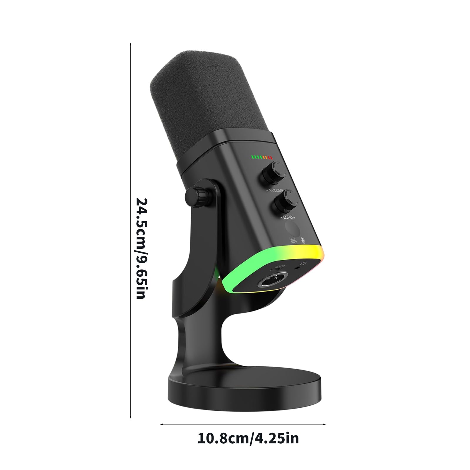 Microfono USB con protezione antivento integrata e display a colori, ideale per studio domestico e riunioni online, microfono per computer