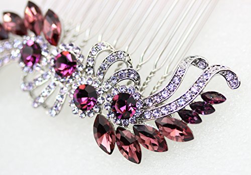 Peine para cabello con cristales decorativos morado miniatura 4