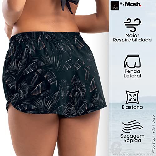 Short Curto Estampado Folhagem Contemp | Preto | G | 374.03_PT00_G