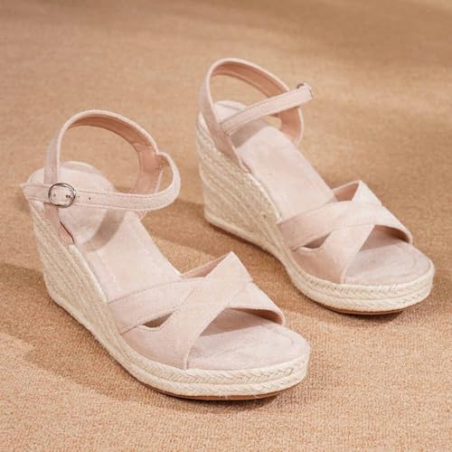 Espadrilles sandales compensées à bout ouvert style classique