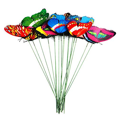 Fleymu Garden Vlinders op Stokken Feestartikelen Outdoor Gazon Tuin Ornamenten Waterdichte Plastic Stakes Decoraties Indoor Bloempot Vlinder Decor voor Plantendecoratie, Outdoor Yard, Tuin Decor