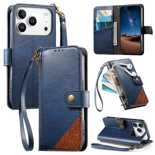 Étui iPhone 14 Pro bleu pour voyager léger avec vos cartes et monnaie