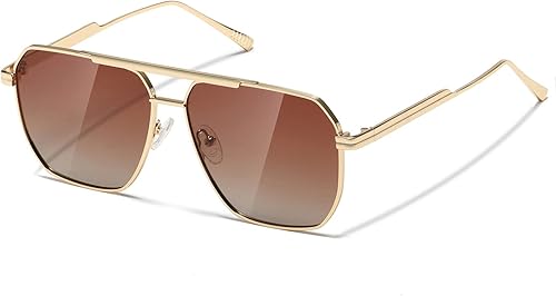 MASDUN Retro Oversized Square Polarized Sunglasses for Women Men Vintage Shades UV400 Classic Metal Sun Glasses