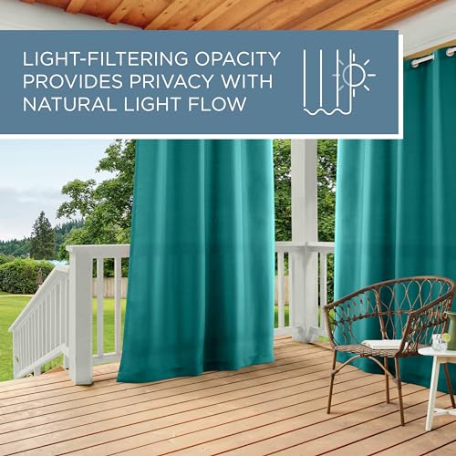 TOWN & COUNTRY BASICS Cabana Solid Heavyweight Indoor Outdoor Curtains, Light Filtering Opacity with Grommet Top, Water Repellent, 2-Pack Set, 54"x84", Dark Teal by TOWN & COUNTRY BASICS - Image 7