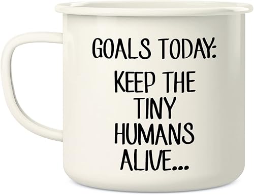 Miniatura 2 de Retreez Goals Today Keep The Tiny Humans Alive - Taza de café esmaltada de acero inoxidable de 16 onzas para campamento – Divertido sarcasmo regalo