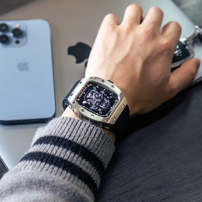 Miniatura 3 de Funda resistente de fibra de carbono para Apple Watch de 1.731.77 pulgadas, funda resistente y pulsera de goma de flúor compatible con Apple Series