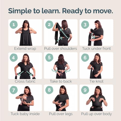 Image of Boba Baby Wrap Carrier Black Mesh | Lightweight Baby Sling Carrier for Newborn (7-35 lbs), Summer Baby Wrap for Active Parents