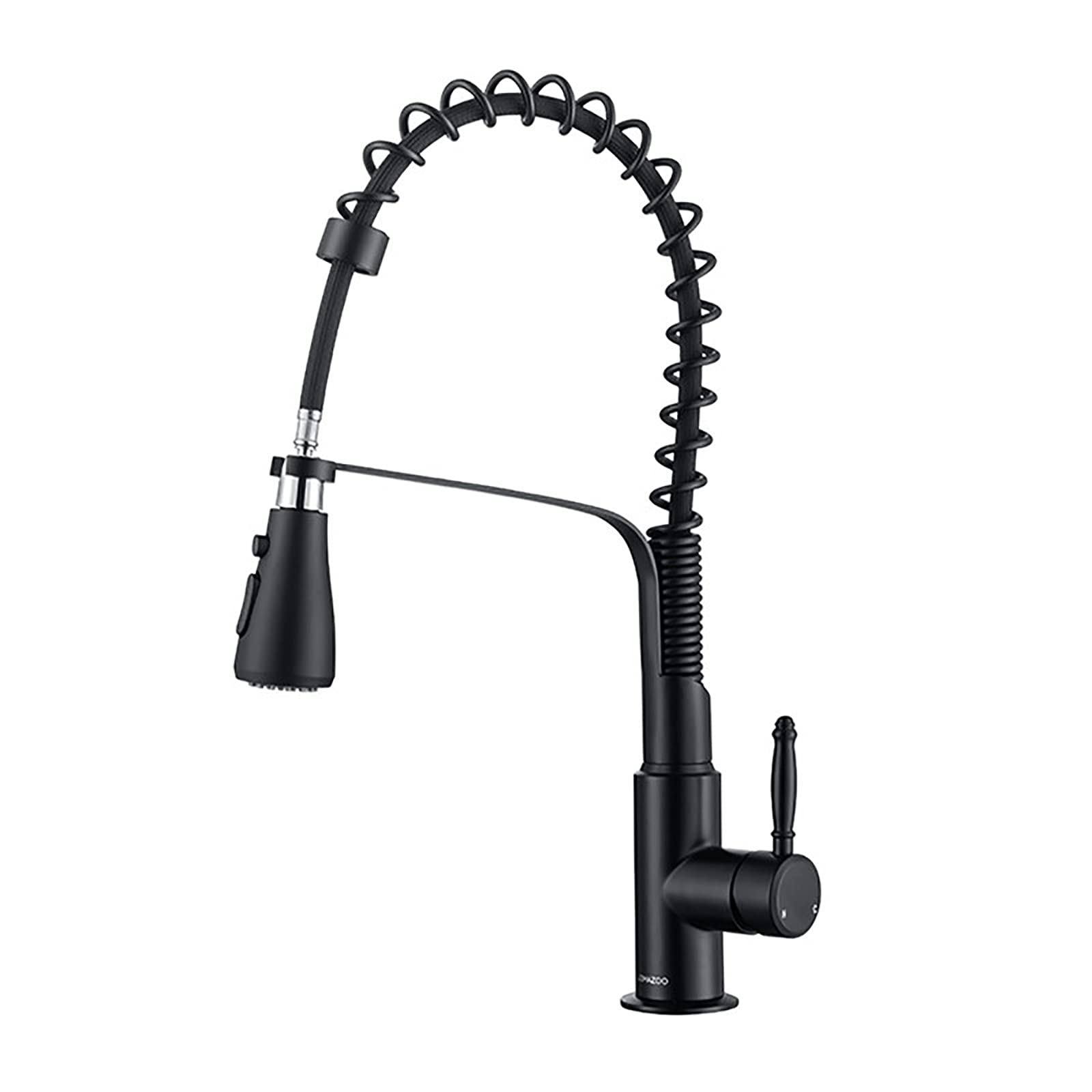 Robinet de cuisine pivotant haut de gamme design noir mat avec poignée unique et ressort