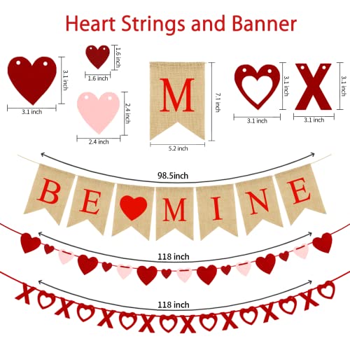 4Pcs Valentines Day Decorations Set No Diy Required Be Mine Love Heart Xo Garlands Banner For Home Classroom Office Wedding Party Anniversary #TOP1