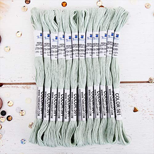 Image of 12 Skeins ThreadArt Cotton Embroidery Floss, Light Antique Grey | Long fiber cotton embroidery floss for cross stitch, hand embroidery and bracelets. Six-strand floss separates easily.