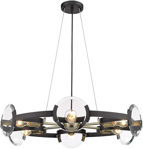 Miniatura 2 de Golden Lighting 2635-6 BLK-AB Lámpara de araña Amari, negro mate