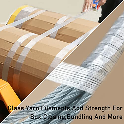 Image of KAIY Strapping Tape 2 Roll Packing Fiberglass Tape 1 /2 inch x 60yds | Heavy Duty Filament Tape, Fiberglass Reinforced Packing Tape with Strong Adhesive for Shipping, Moving, Carton Sealing