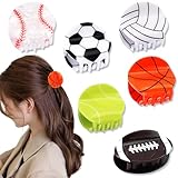 Hapdoo 6pcs Game Day Sport Hair Clips Set - Football Volleyball Soccer Basketball Baseball Tennis Hair Claw Clips Game Day Rugby Hair Accessories Gifts for Women Girls