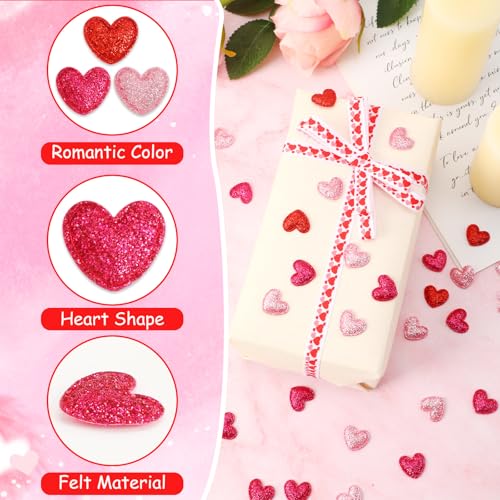 Image of MARFOREVER 500 Pcs Red Rose Pink Valentine's Day Confetti Glitter, Heart Felt Confetti Love Heart Shape Table Scatter Sprinkles for Valentines Wedding Bachelorette Party Decorations DIY Craft Supplies