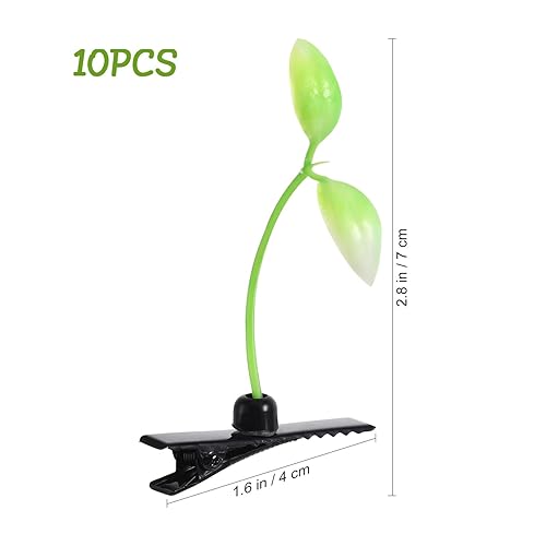 Miniatura 6 de Beavorty 10 pinzas para el cabello con brotes de frijoles, lindos pasadores de pelo de plantas verdes, horquillas de hierba divertida, accesorios