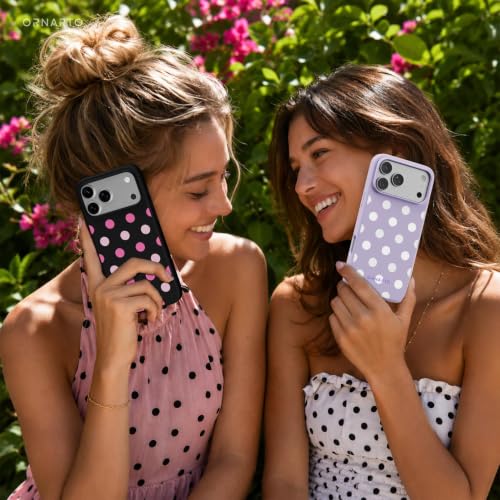 Image of ORNARTO for iPhone 17 Pro Max Case, Liquid Silicone, Purple White Polka Dot | 4-Layer Liquid Silicone Rubber, Soft Touch Feel, Slim Shockproof Case, Raised Edges, Anti-Scratch, Microfiber Lining