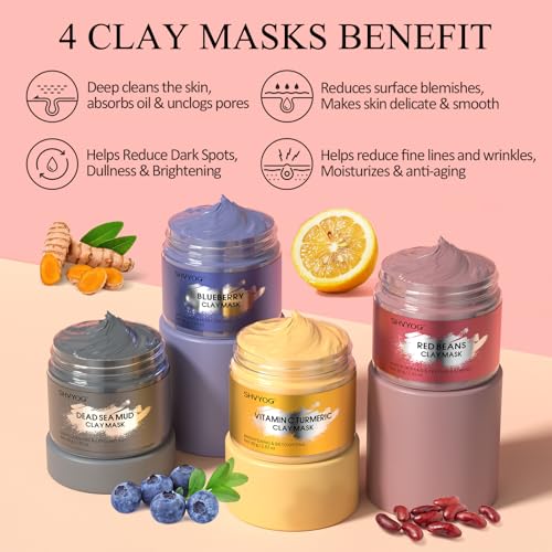 Shvyog 4 Pcs Clay Mask Set, Vitamin C Turmeric Clay Mask thumb #2