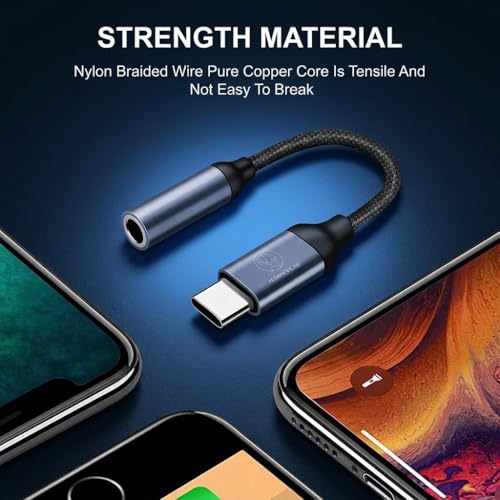 Image of AUDIOCULAR D13 Type C to 3.5mm DAC Dongle, Portable Audio Adapter with Built-in DAC Chip, 16bit /48kHz HiFi Sound, Compatible with iPhone 16 /15 Series, Galaxy, Pixel, iPad & USB-C Devices (Black)