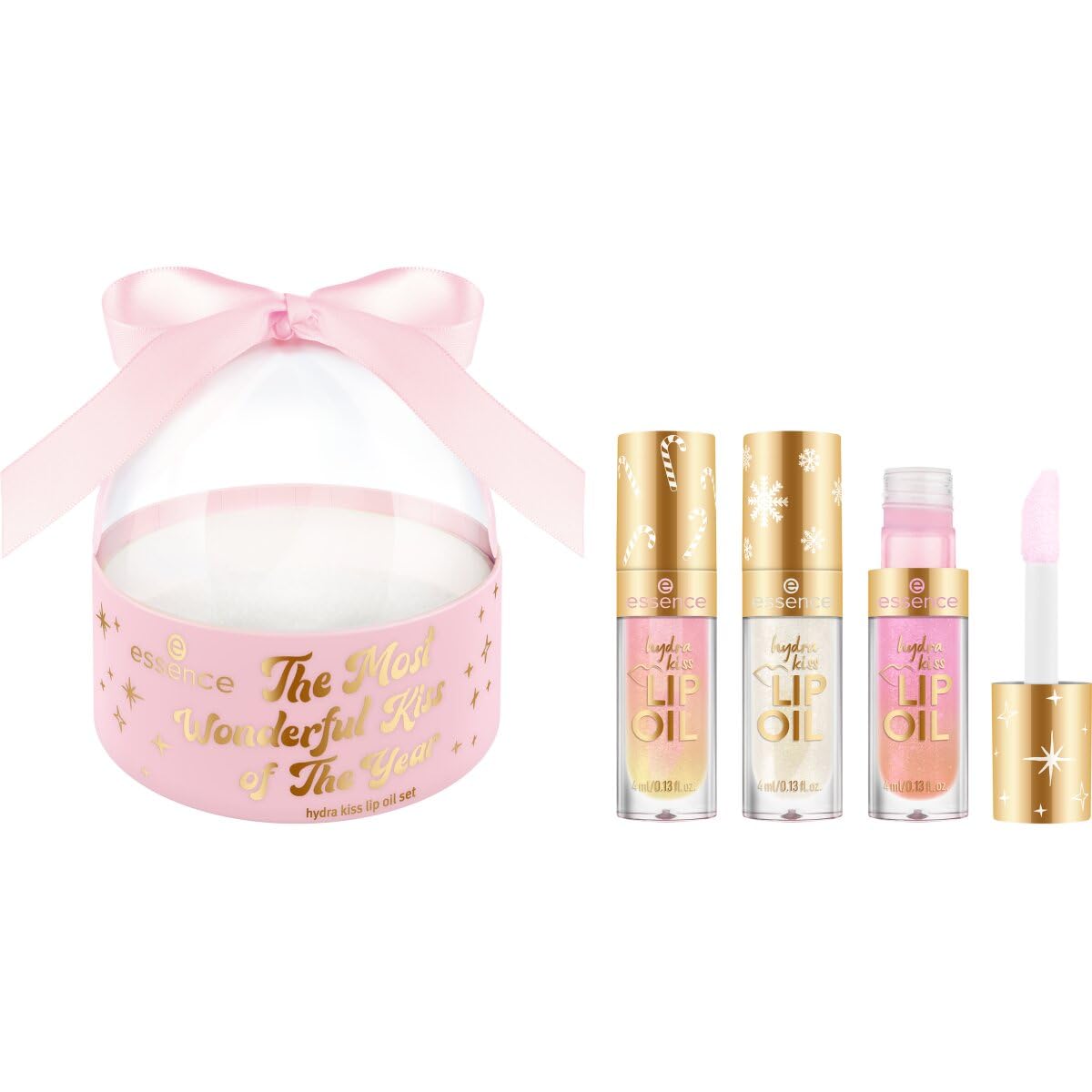essence the most wonderful kiss of the year hydra kiss LIP OIL set, moisturizing/hydrating, with oils, shiny, shimmery (12ml)