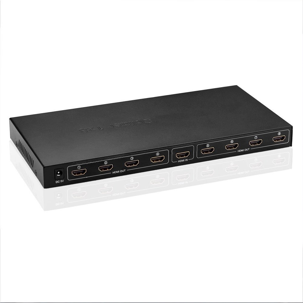 Splitter Sdoppiatore HDMI 1x8 con Alimentatore | 1 Ingresso → 8 Uscite | Duplicatore Segnale HDMI Full HD 1080p 3D per TV, Monitor, Proiettori, PS4, Xbox, PC, Decoder – CW269