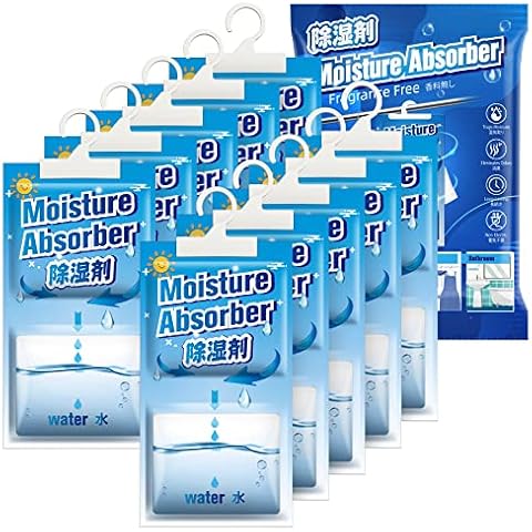 CONOPU 10 Packs x 248 g (2.5 kg) Dehumidifiers Disposable, Hanging Dehumidifier Bags, Moisture Absorber, Wardrobe Dehumidifiers for Cupboards, Bedrooms, Washrooms, Eliminate Unpleasant Odors, 500ml Cover