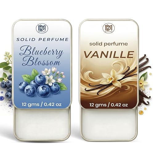 Image of Dr.Mashur Solid Perfume |blueberry blossom&Vanille Alcohol Free Wax Perfume Balm, Long Lasting | Pocket Tin 12g, Pack Of 2| Non Greasy Smooth Glide, Travel Friendly Unisex