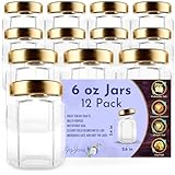 GoJars Hexagon Glass Jars for Gifts, Weddings, Honey, Jams, and More (12, 6oz)