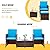 KaiMeng 5 Pieces Patio Dining Sets Space Saving Outdoor Brown Black Wicker Rattan Chairs Furniture Balcony Conversation Porch with Ottomans Glass Table Sectional Wicker Seating (Blue)