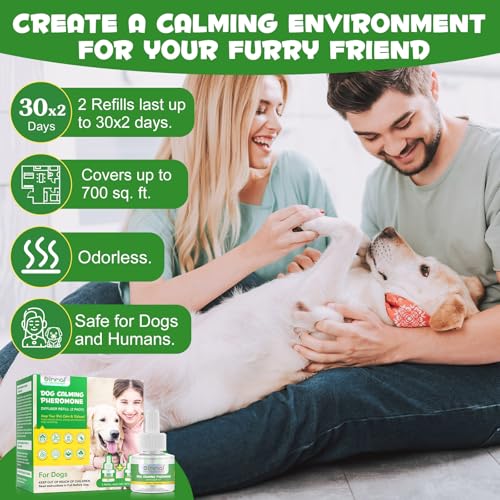 Beruhigende Pheromon Diffuser Nachfüllung(2Packs)|60-Tage Haustier Remedy Nachfüllungen,Beruhigende Stecker,Um Angst Und Stress Bei HaustierKatzeen Zu Reduzieren,Angstlinderung Bleiben Ruhiger (Hund)