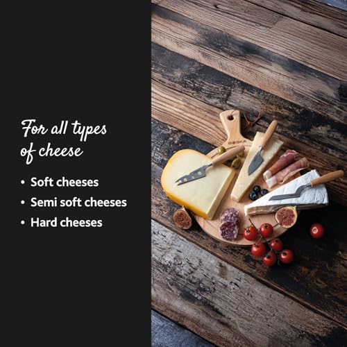 Image of BOSKA Cheese Knife Set Amigo Small - Set of 5 Small Knives for All Cheese Types - Ergonomic Beech Wood Handle - Stainless Steel - Non-stick Thanks to BSF Treatment