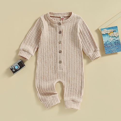 Cevoerf Infant Baby Girl Boy Fall Clothes Knit Long Sleeve Onesie Ribbed Romper Jumpsuit Sweater Winter Coming Home Outfits thumb #2