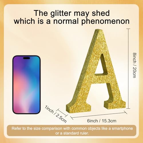 Image of TONIFUL 8 Inch Gold Glitter Letter A Table Centerpiece A-Z Gold Birthday Party Decorations,Gold Alphabet A for Birthday,Chrismas,Graduation,Bridal Shower,Wedding,Anniversary Party Supplies