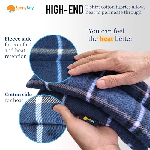 Image of SunnyBay Microwavable Heating Pad for Neck and Shoulder, Heated Neck Wrap, Microwave Heat Pad, Weighted Beanbag Moist Hot or Cold Compress, 2.2 lbs, 26x4 Inches, Ocean Blue