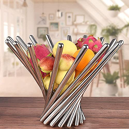 Zrebzyr Fruit Bowl For Kitchen Counter Fruit Basket Stainless Steel Fruit Bowl Fruit Stand Fruit Holder Home Decor Bread Vegetable Storage Organizer For Living Dining Room #TOP6