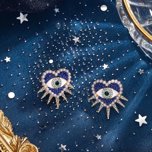 Heart Evil Eye Earrings Flat Back Pearl Cubic Zirconia Fashion Earrings For Women Birthday Christmas Jewelry Gifts4