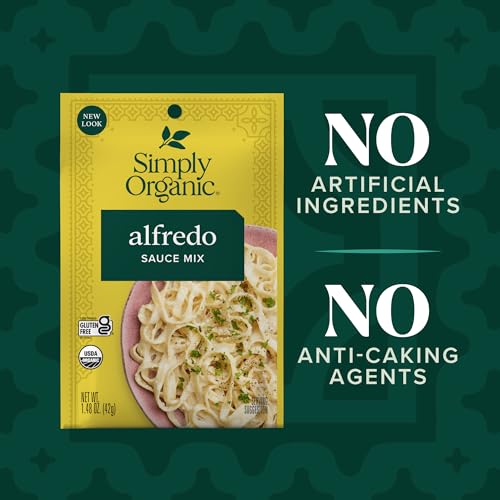 Image of Simply Organic Alfredo Sauce Mix, Certified Organic, Kosher, Mixes Italian | 1.48 Ounce (Pack of 1)