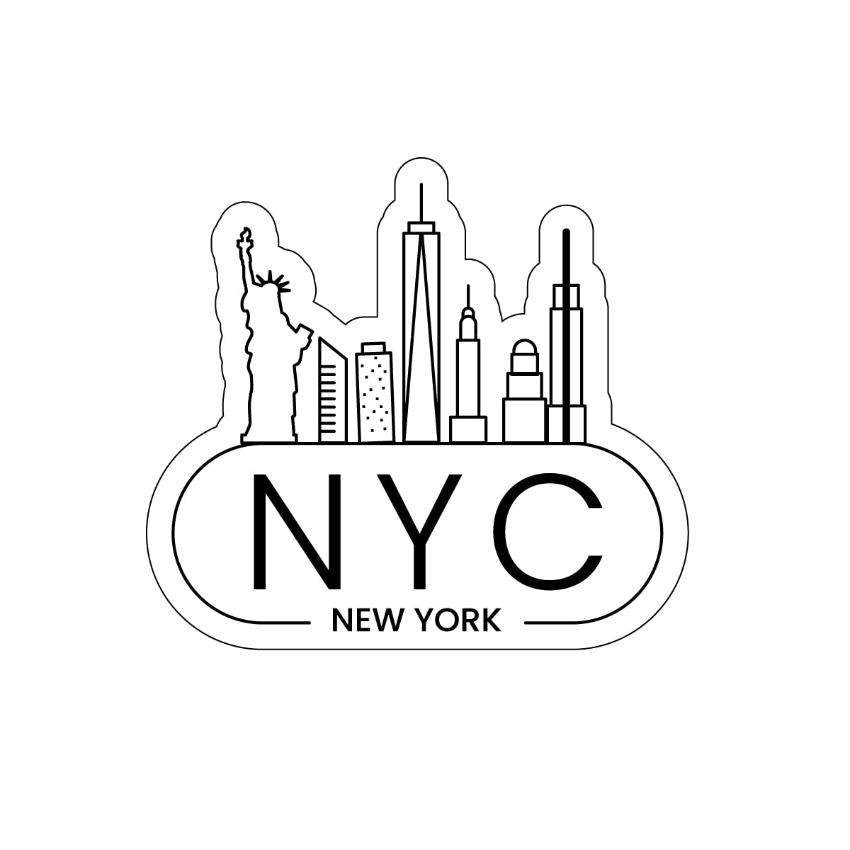 NYC Simple Skyline, 3 inch Sticker, S497 (Waterproof Vinyl Decal for Car, Water Bottle, Laptop, iPad, Window, Cooler, Luggage, Bumper, Toolbox, Locker