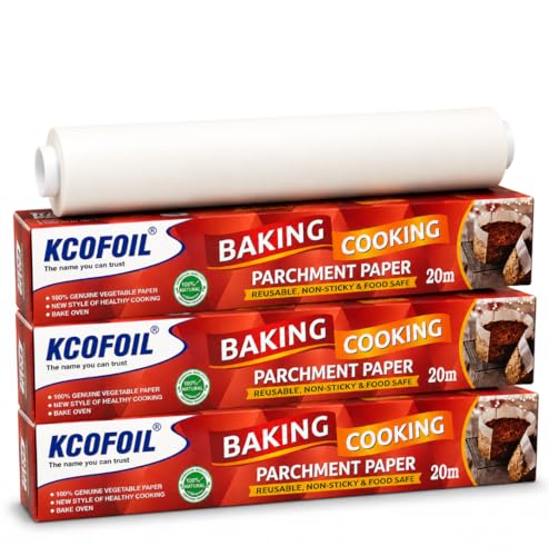 Image of 20m Deliwrap Parchment Paper for Baking, White (Pack of 3)