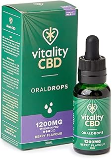 Vitality CBD Berry Flavour Oral Drops in Hemp Seed Oil, 1200mg, 30ml