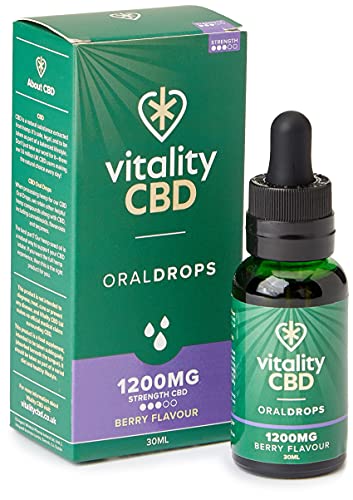 Vitality CBD Oral Drops in hempseed Oil, 1200 mg, Berry, 30ml, NO THC