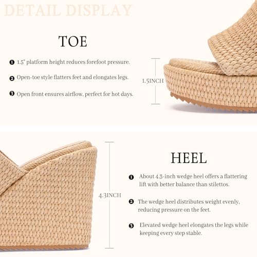 VICKI·VICKI Women's Platform Sandals Wedge Ankle Strap Open Toe Sandals3
