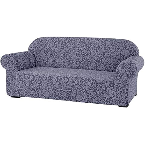 SU SUBRTEX Damask Sofa Cover 1 Piece 3 Seater Stretch Jacquard Cover Set Furniture Protector for Living Room Couch Slipcovers for Kids/Pets(Sofa,Grey) Cover