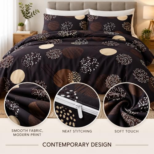 Image of Super Premium Quilt Cover Double Bed with Zipper Blanket Cover /rajai Cover /Comforter Cover /Duvet Cover King Size Soft Cotton Breathable Skin Friendly Stuff 90x100 Inches, Color- Coffee Brown