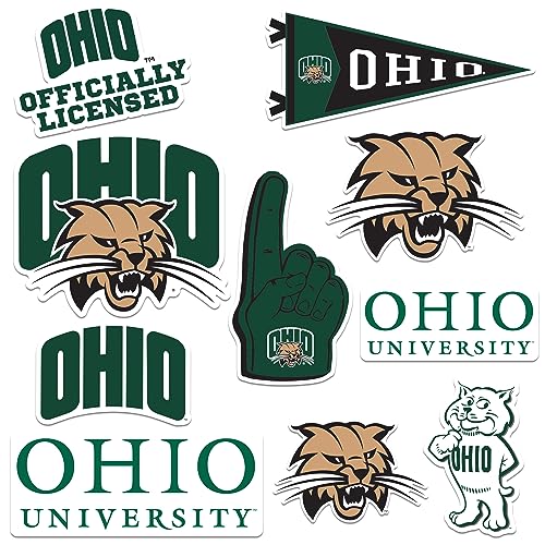 GRAPHICS & MORE Ohio University 9ct Vinyl Large Deluxe Stickers Variety Pack - Laptop, Water Bottle, Scrapbooking, Tablet, Skateboard, Indoor/Outdoor - Set of 9