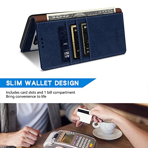 Image of ZZXX for Google Pixel 7a Wallet Case Magnetic Closure 6.1 inch,Blue