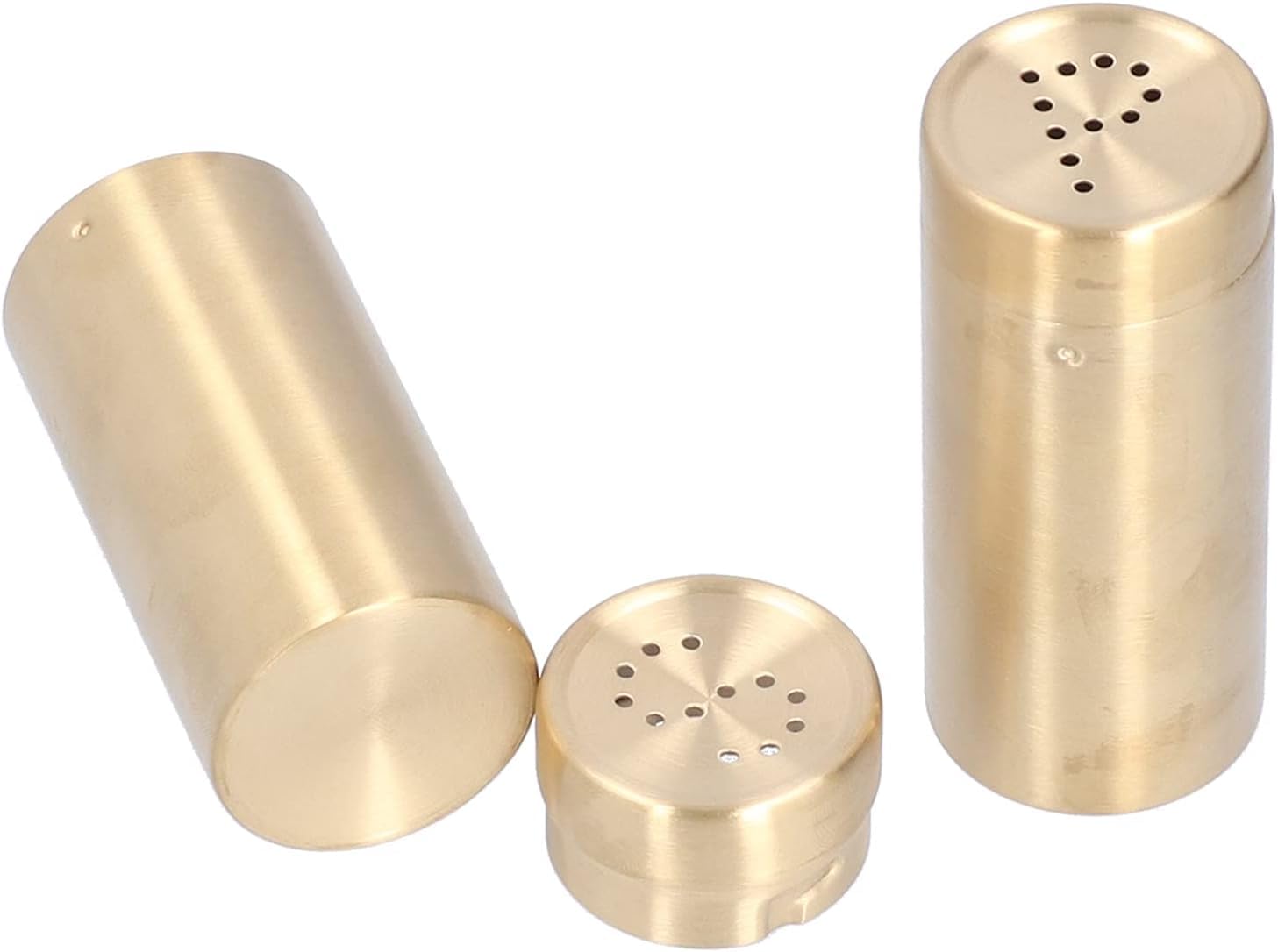 LyZap Gewürztopf, Salz- und Pfefferstreuer-Set, Metall-Salz- und Pfefferstreuer, Edelstahl-Gewürzspender, Salz- und Pfefferstreuer for Küche, Grillen (Gold) (Color : Gold)