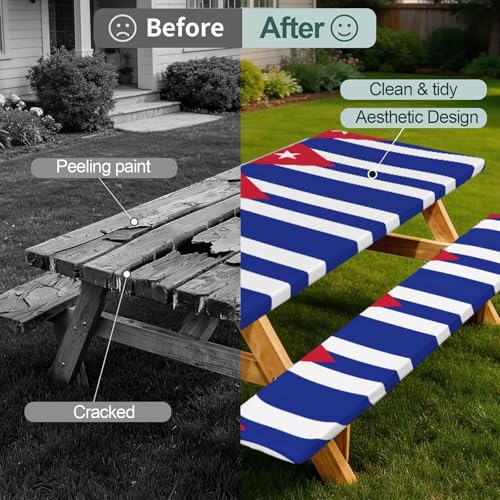Mantel de mesa con estampado de bandera cubana para camping 3