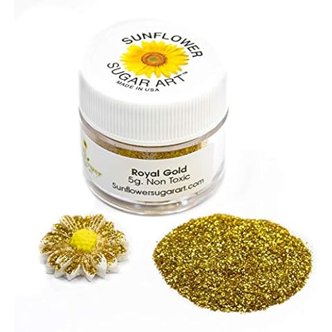 Royal Gold Craft Glitter Dust | Shiny Gold Glitter | Decoration Dust for Cake Accessories, DIY Crafting | Glitter Dust for Decoration | Brillantina | Sunflower Sugar Art Cover