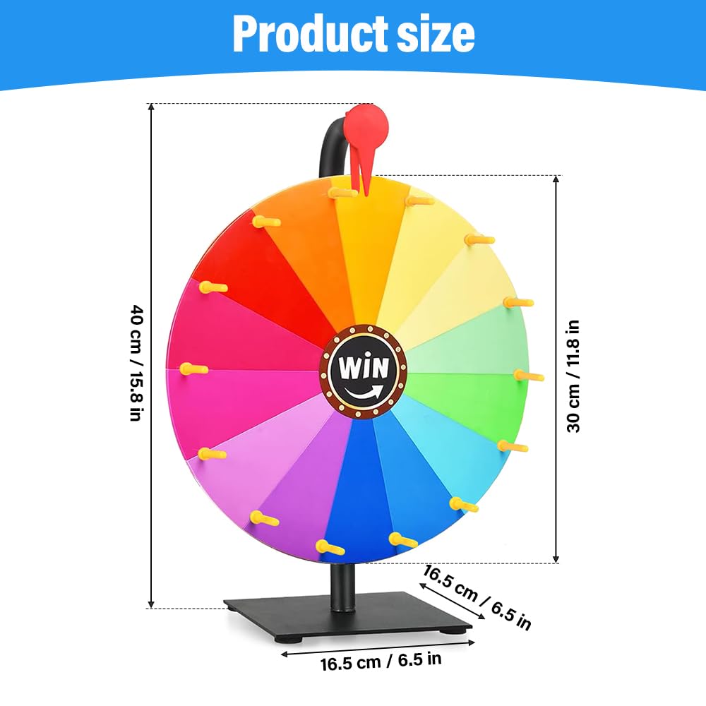 Roue de la Fortune, 30cm Roue de la Chance 14 Créneaux, Prize Wheel avec Gomme et Marqueur, Roues de Loterie, Prize Spinnings, pour Jeux de loterie, Jeux de Mots, Carnaval, Fête