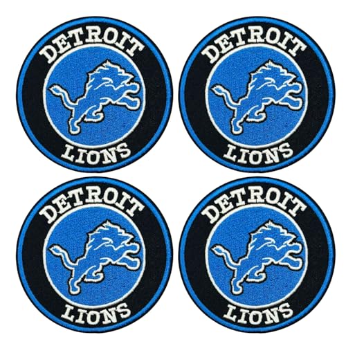 4 Pcs Cool Rugby Sports Embroidery Patches Football Fans Embroidered Badges Team Logo Patch for Sew On/Iron On Fabric Stickers Applique for Clothes Backpacks Hat Jeans Sportswear Blue Lions